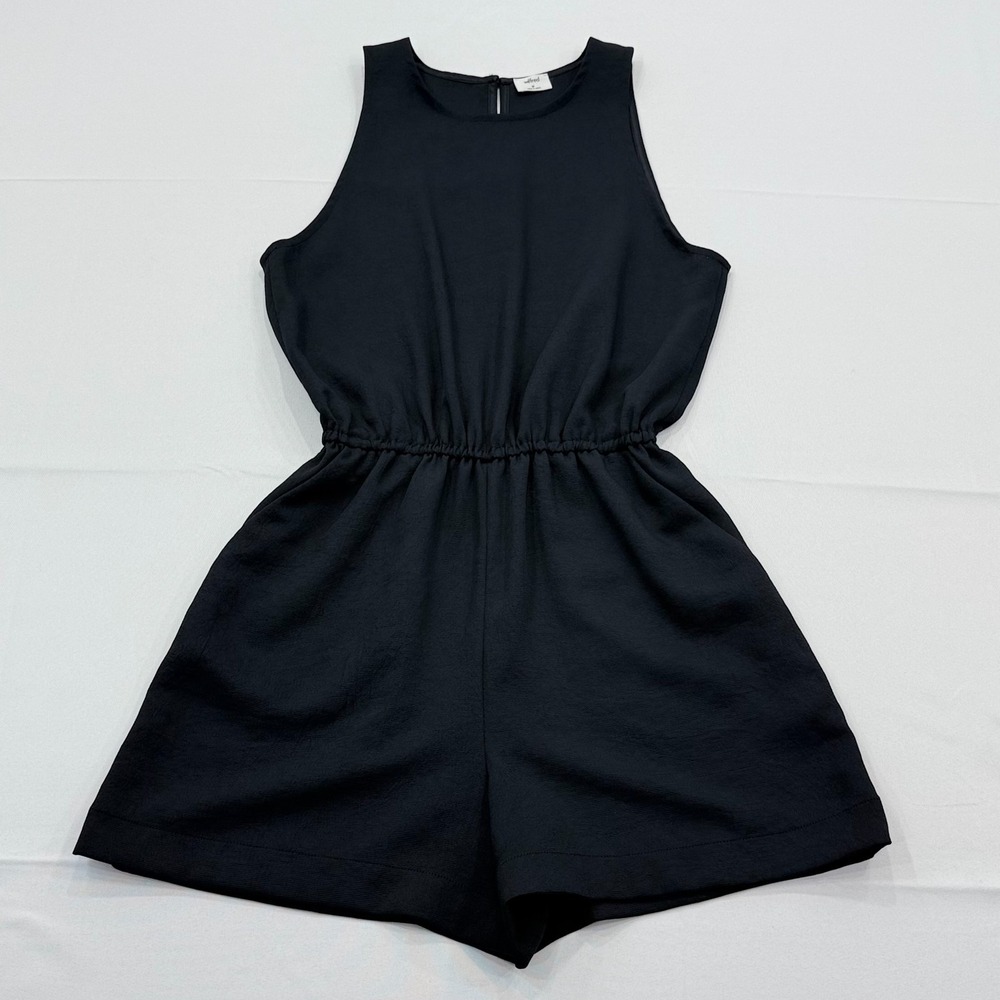 Wilfred Aritzia Rive Romper Womens Medium Sleeveless Crew Neck Cinch Waist Black